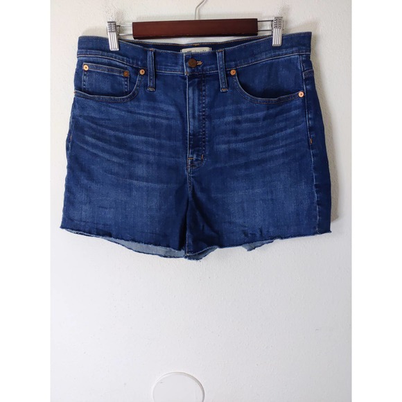 Madewell Pants - Madewell Dark Blue High-Rise Denim Cut-Off Jean Shorts Size 31